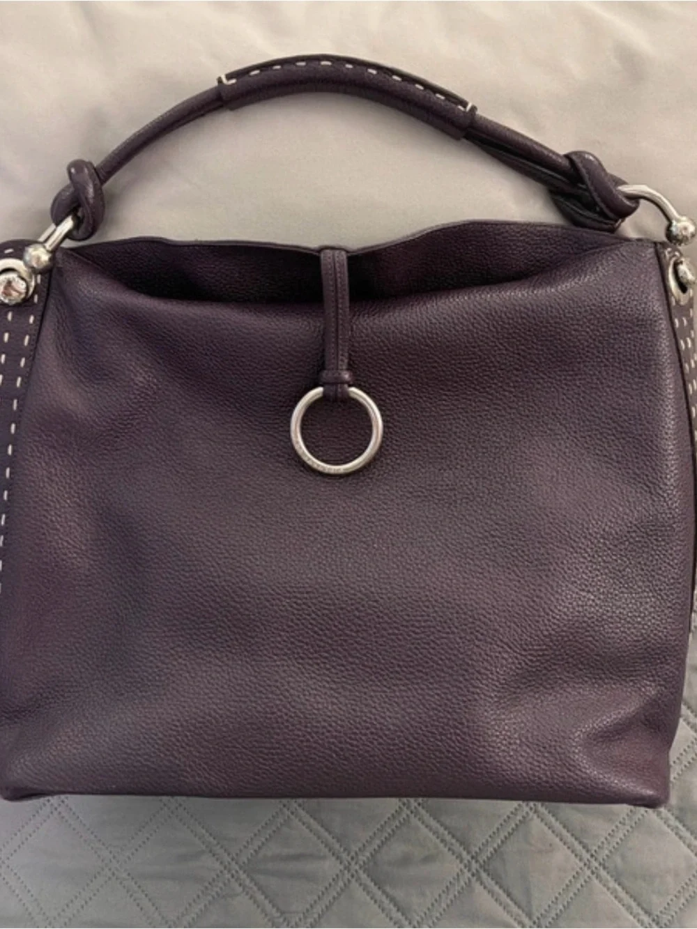 BCBGMaxAzria Deep Plum Leather Shoulder Bag